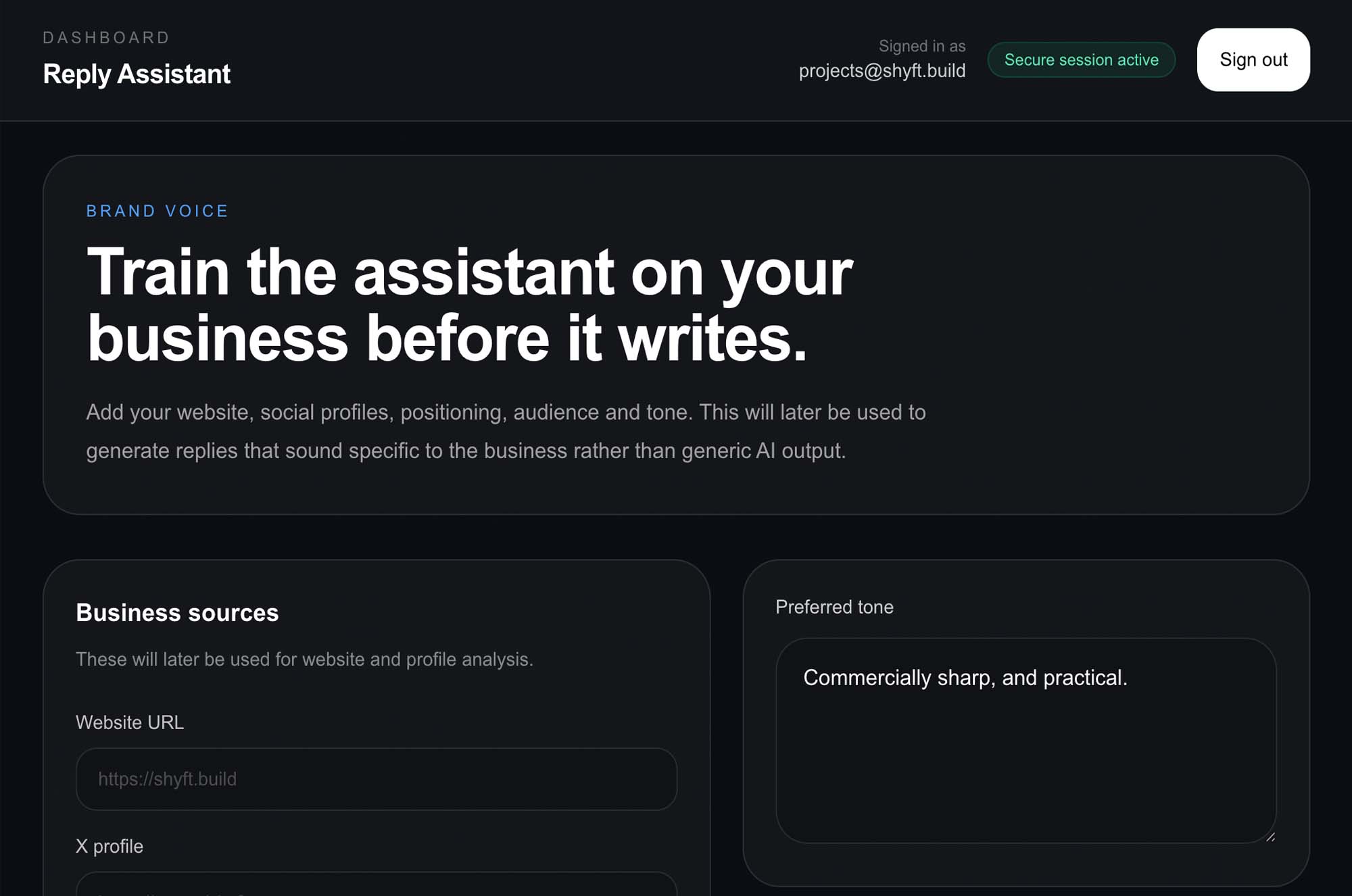 Shyft Assistant project screenshot